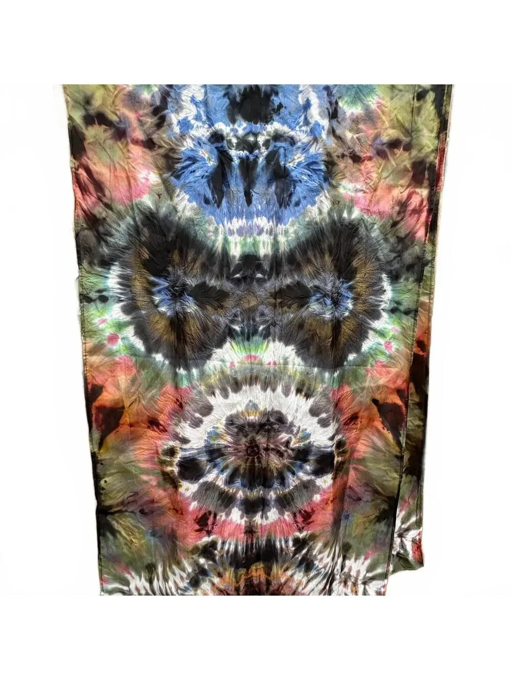 One-of-a-Kind Psychedelic Silk  Scarf Tie-Dye Tapestry – Ice-Dyed Kaleidoscopic